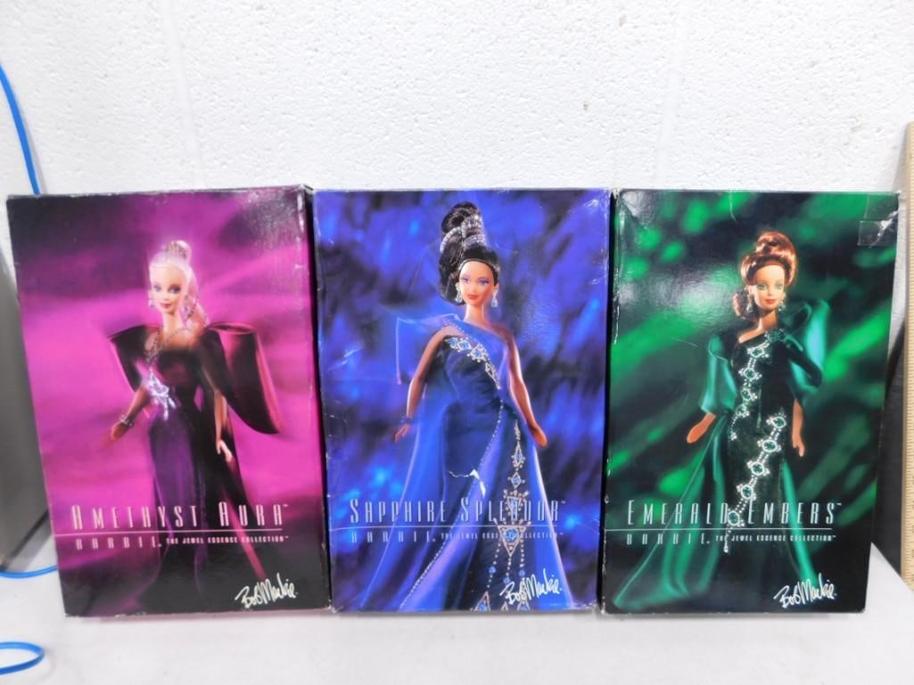 3 Bob Mackie Barbies incl Amethyst Aura, Emerald Embers, & Sapphire Splendor Barbie Dolls NIB (1 of 6)