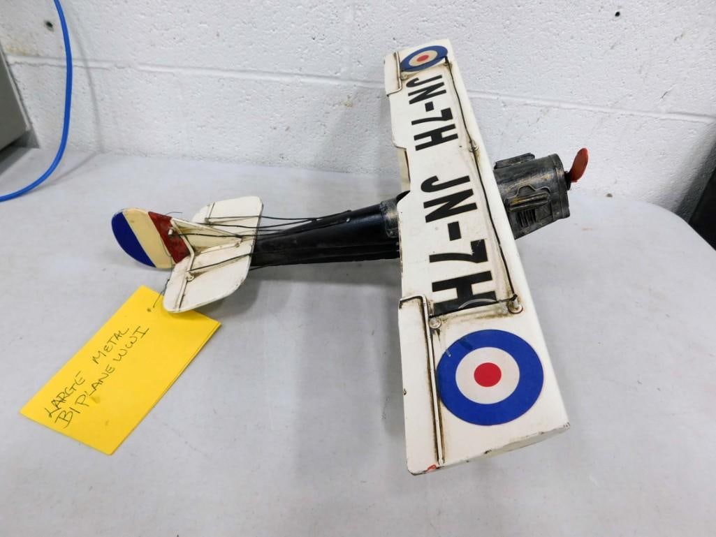 Large Metal Model WWI Biplane Airplane (1 of 4)