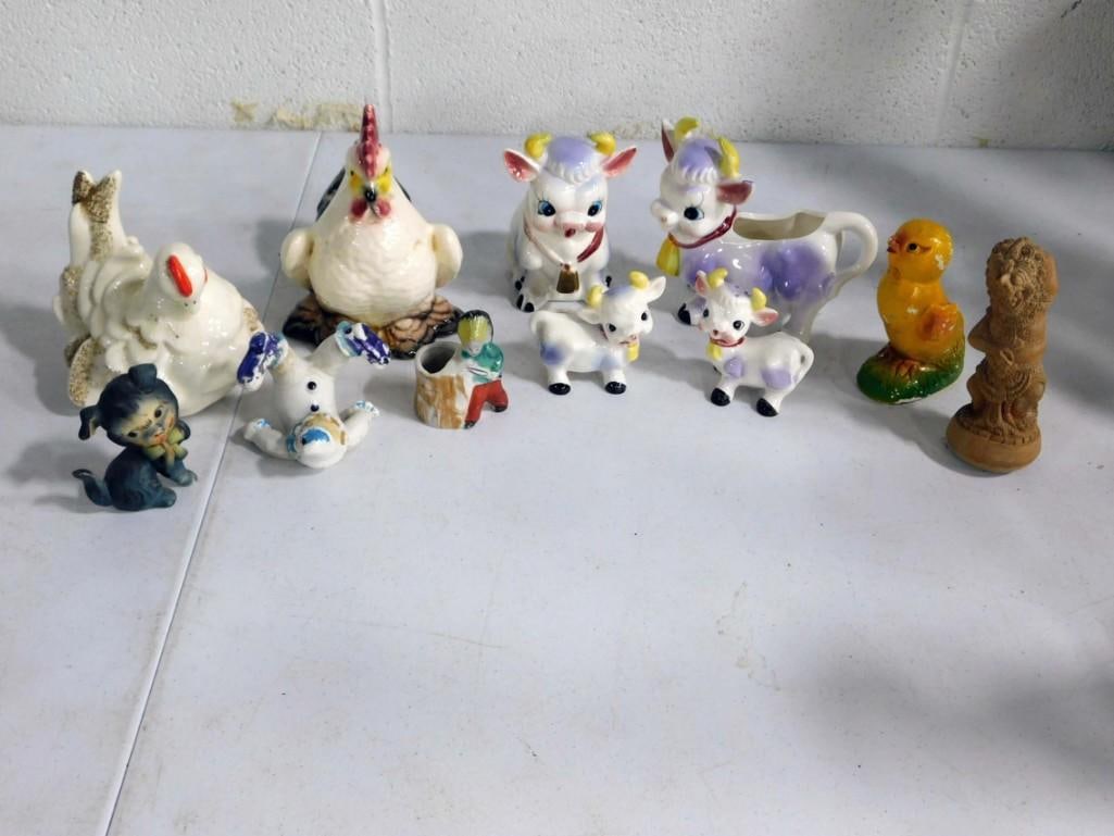 Vintage Kitch Porcelain and Ceramic incl Purple Cow Creamer, Sugar, Salt and Pepper, Lefton Dog, (1 of 12)