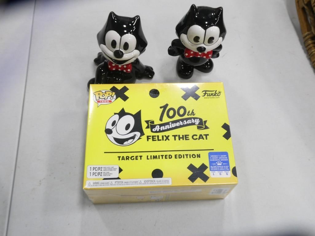 Felix the Cat Lot incl 2 Coin Banks and a Pop Tees T-Shirt and Figure in Original Box (1 of 4)