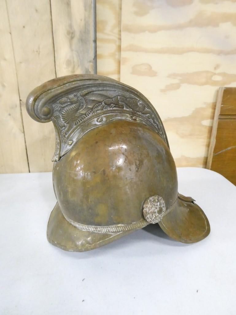 French 19th Century Fireman's Brass Helmet (1 of 6)