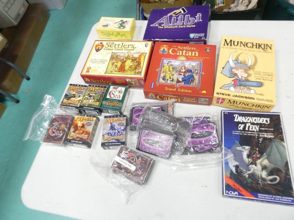 Board Game Lot incl Munchkin, Alibi, Settlers of Catan, Showdown, Magic, Sqwurm, etc: Board Game Lot incl Munchkin, Alibi, Settlers of Catan, Showdown, Magic, Sqwurm, etc Condition:unchecked for completeness