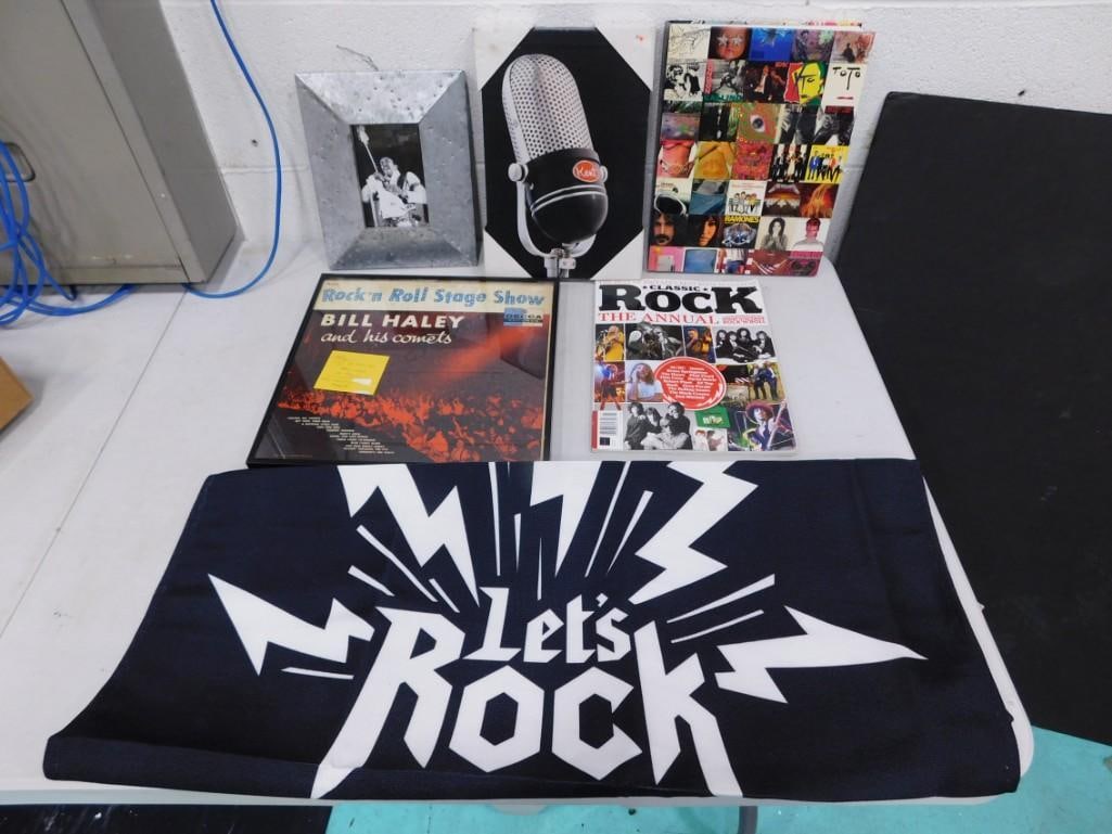 Rock & Roll Lot incl Framed Picture of Jimi Hendrix, Rock & Roll Flag or Banner 30" x 30", (1 of 11)