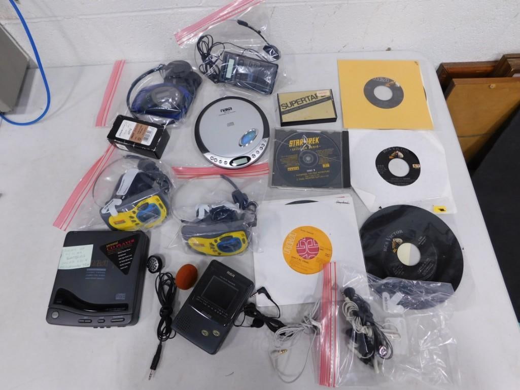 Electronics and Media Lot including Portable Radios, CD Players, Vinyl Records, etc. (1 of 5)