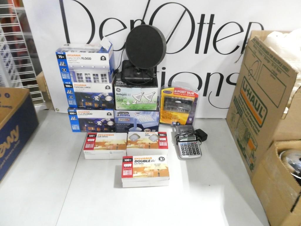 Lot of New in package Light Bulbs, Calculator with Printer, USB Hub, etc. (1 of 8)