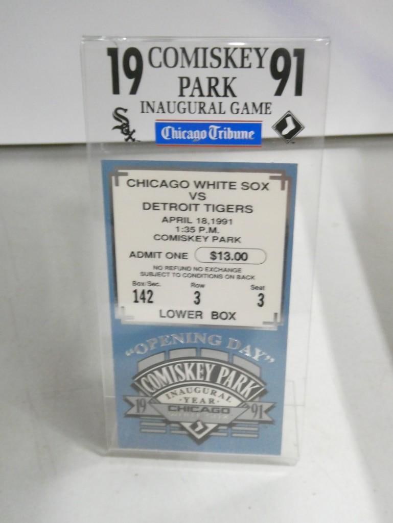 New Comiskey Park 1991 Inaugural Game Ticket with Display Case April 18 (1 of 4)