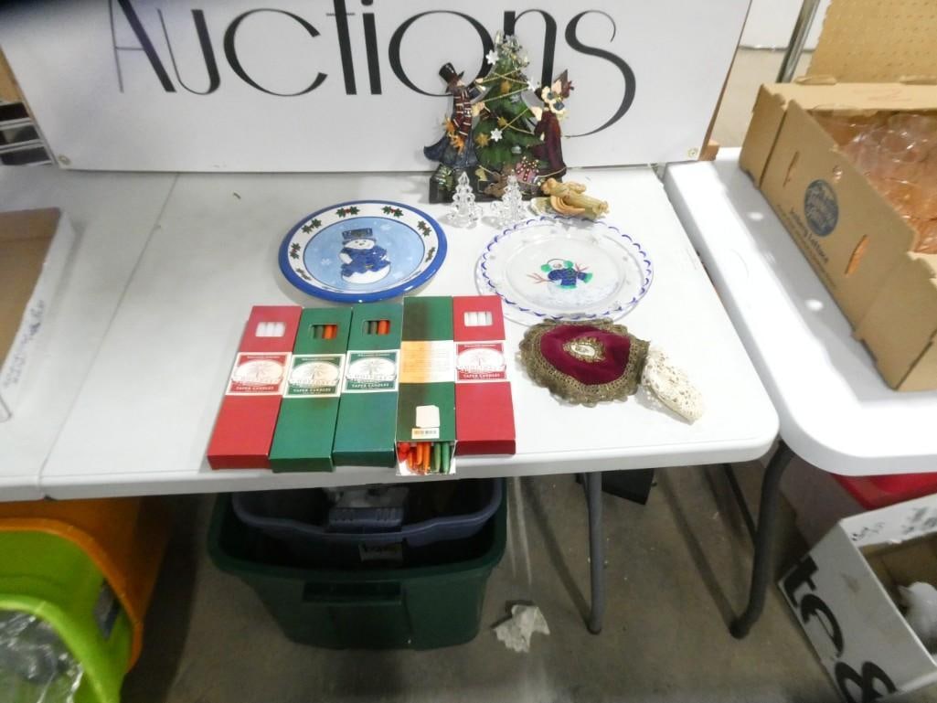 Christmas / Winter Lot including Candles, Snowman Plates, Decor, etc. (1 of 12)