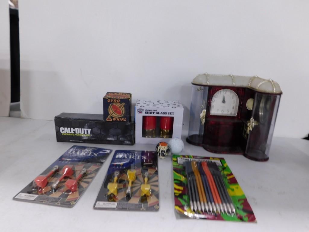 Misc Lot incl Vintage Gyroscope, Clock, Darts, Shot Glasses, etc (1 of 7)