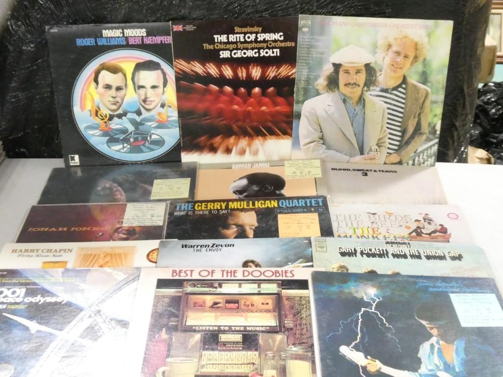 Lot of Vinyl Records including Simon and Garfunkel, Doobie Brothers, Monkees, Harry Chapin, etc.: Lot of Vinyl Records including Simon and Garfunkel, Doobie Brothers, Monkees, Harry Chapin, 2001 A Space Odyssey, etc. Some records have tags from the consignor - please see tags for more information