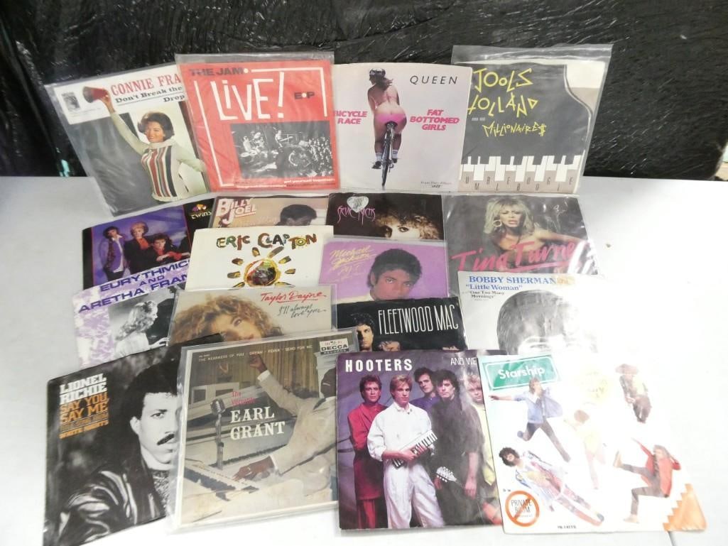 Lot of Vinyl 45 Records including Queen, Starship, Clapton, Tina Turner, Michael Jackson, Euythmics (1 of 8)