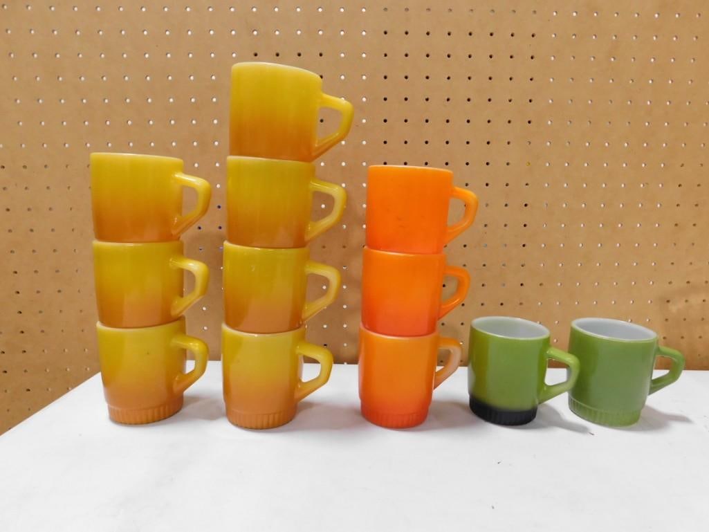Vintage Fire King Mugs incl Orange, Avocado, and Gold (1 of 4)
