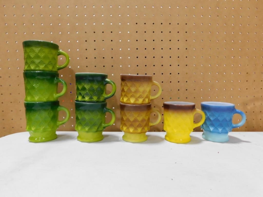 Vintage Fire King Mugs incl Blue, Green, Harvest Gold, Yellow and Brown (1 of 4)