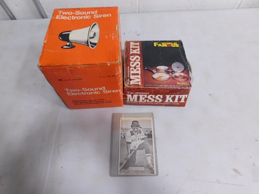 Misc. Lot - Electronic Siren, Portable Cooking / Mess kit, Eric Soderholm Baseball Card (1 of 3)