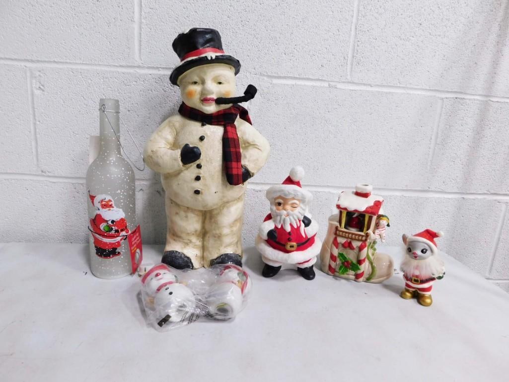 Christmas Lot incl Vintage Ragon House Paper Mache Snowman, Napcoware Christmas Mouse Figurine, etc (1 of 7)