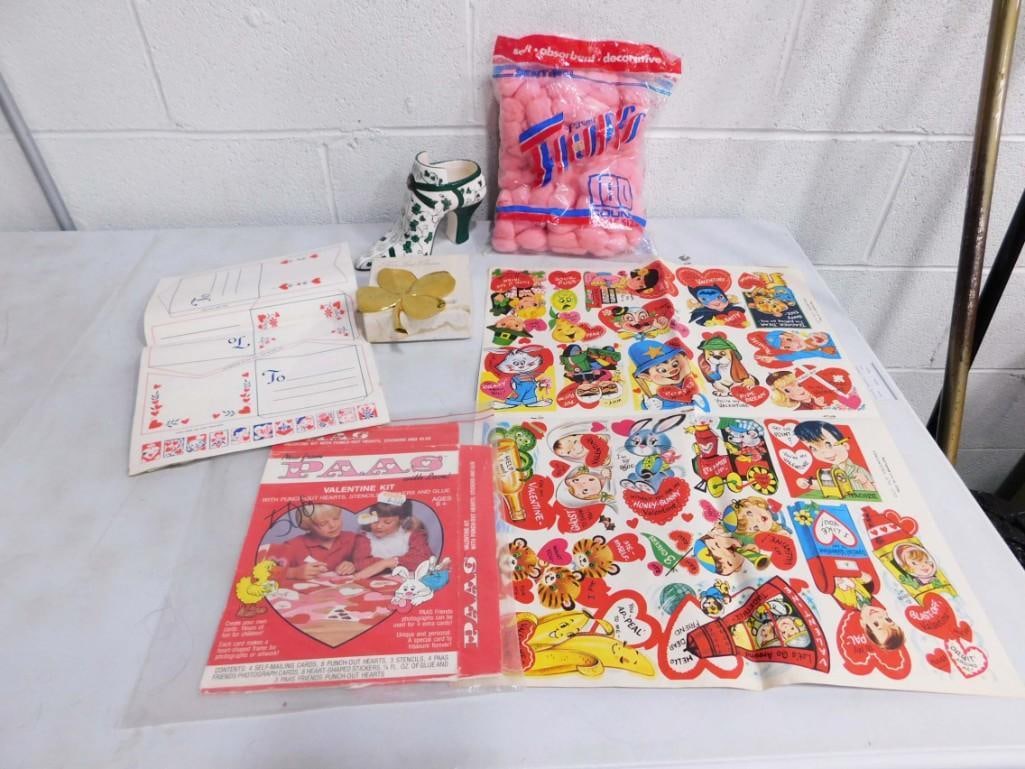Vintage incl 24K Gold Plated Clover, Vintage Valentines,  Ceramic Shamrock Shoe, etc (1 of 5)