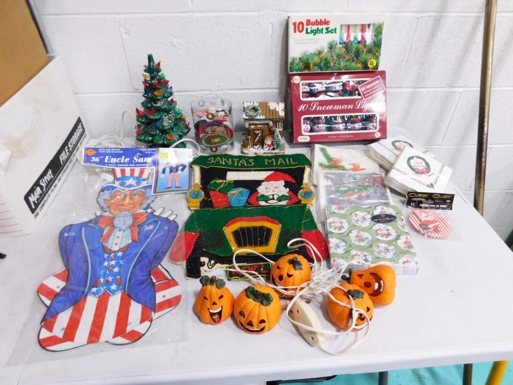 Holiday Decorations incl Ceramic Christmas Tree, Bubble Light Set, Pumpkin Lights, etc (1 of 7)