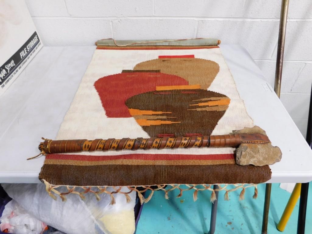 Decorative Stone Tomahawk and Woven Southwest Wall Hanging (1 of 5)