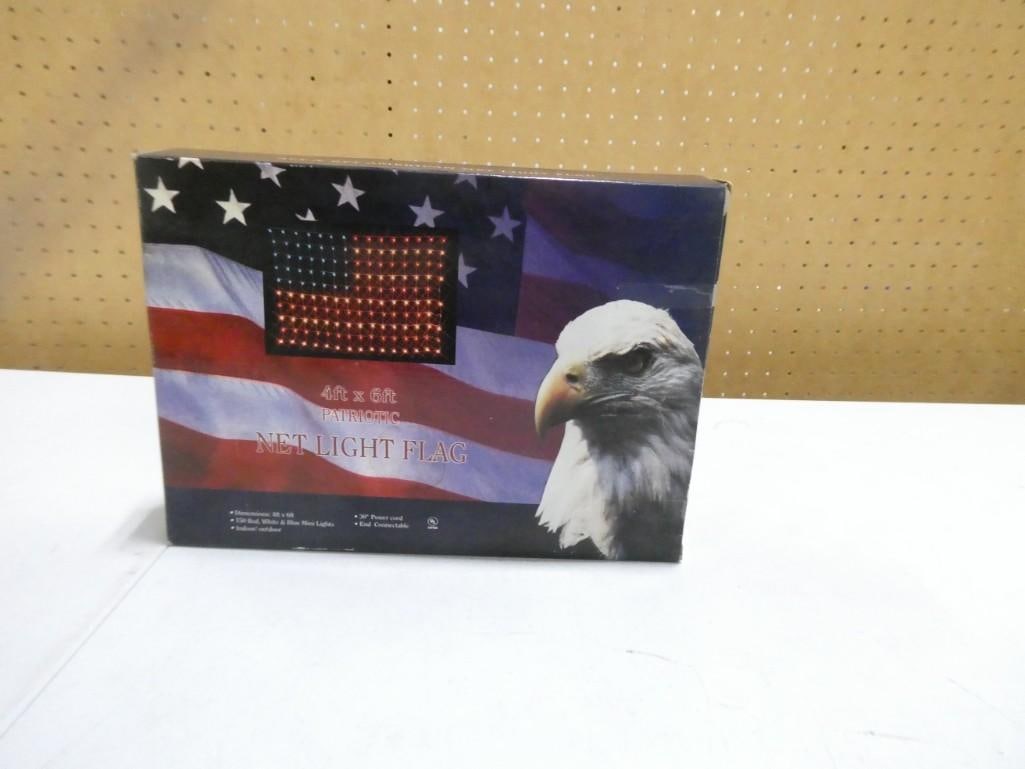 4 ft x 6 ft Patriotic Net Light Flag: 4 ft x 6 ft Patriotic Net Light Flag Condition: untested