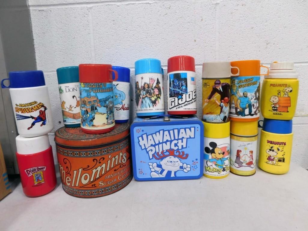Thermoses, Lunchbox, and Mellomints Tin incl GI Joe, Peanuts, Disney Mickey Mouse, Transformers, Rog (1 of 11)
