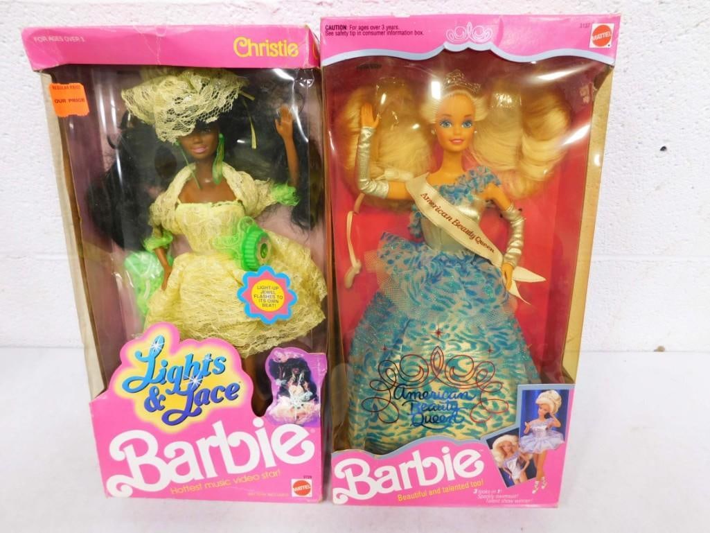 1990s Lights & Lace, American Beauty Queen Barbie Dolls NIB: 1990s Lights & Lace, American Beauty Queen Barbie Dolls NIB. Dolls are new in damaged boxes