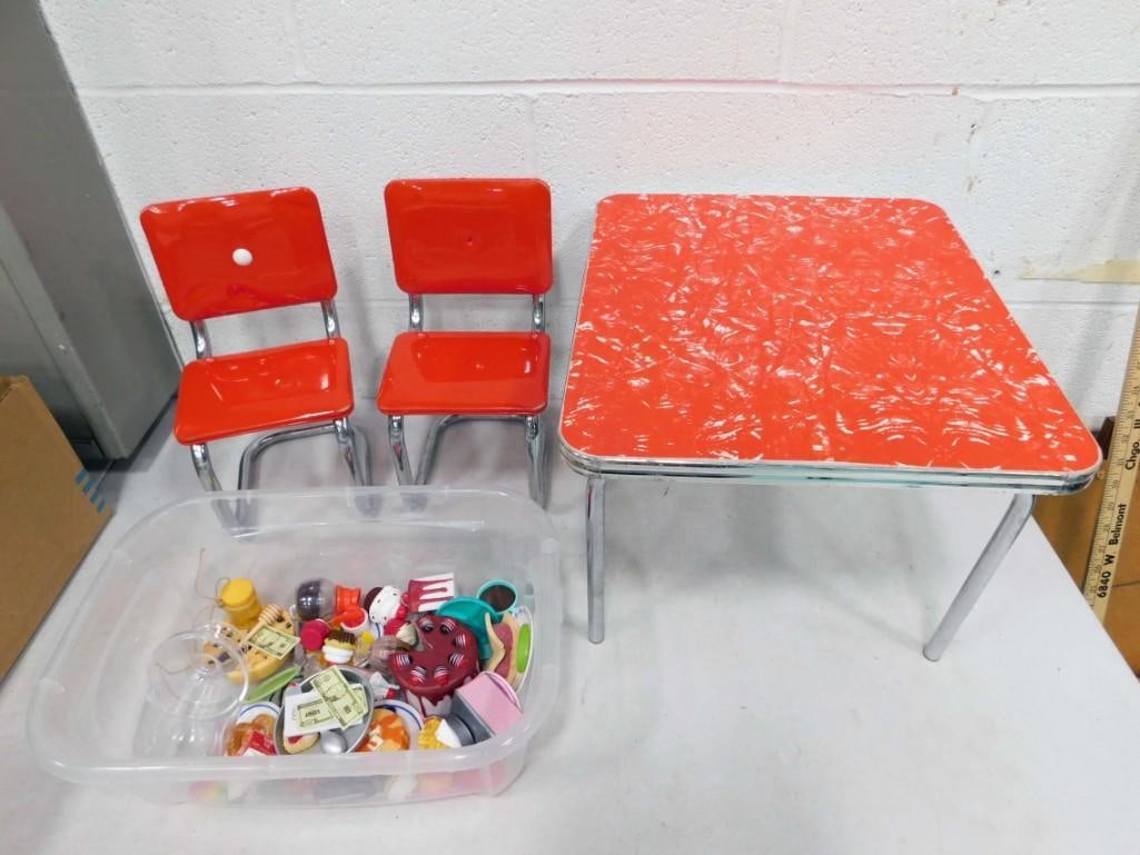 American Girl Molly's Red Chrome Table & Chairs Set & Food Accessories for 18" Dolls (1 of 10)