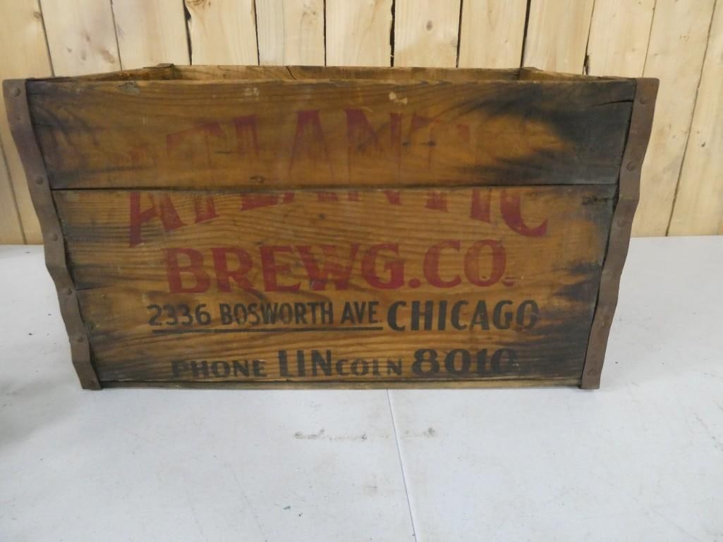 Vintage Atlantic Brewing Company wooden Crate: Vintage Atlantic Brewing Company wooden Crate