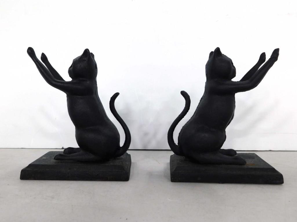 Set of Cast Iron Cat Bookends or Door Stops (1 of 3)