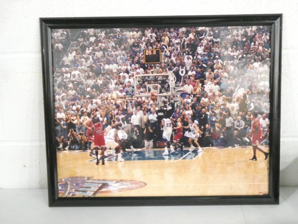 Framed Michael Jordan Basketball Swish Picture: Framed Michael Jordan Basketball Swish Picture - Measures roughly 21x17"