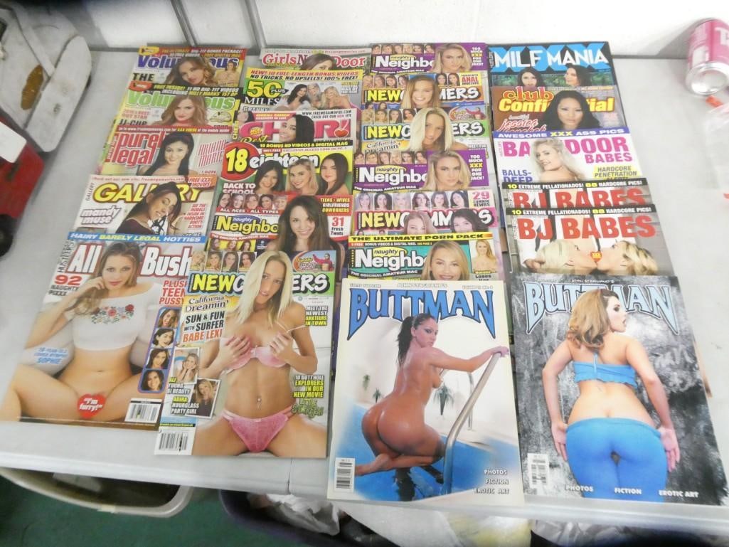 Lot of assorted Adult Magazines including Purely Legal, Voluptuous, Buttman, BJ Babes (1 of 5)
