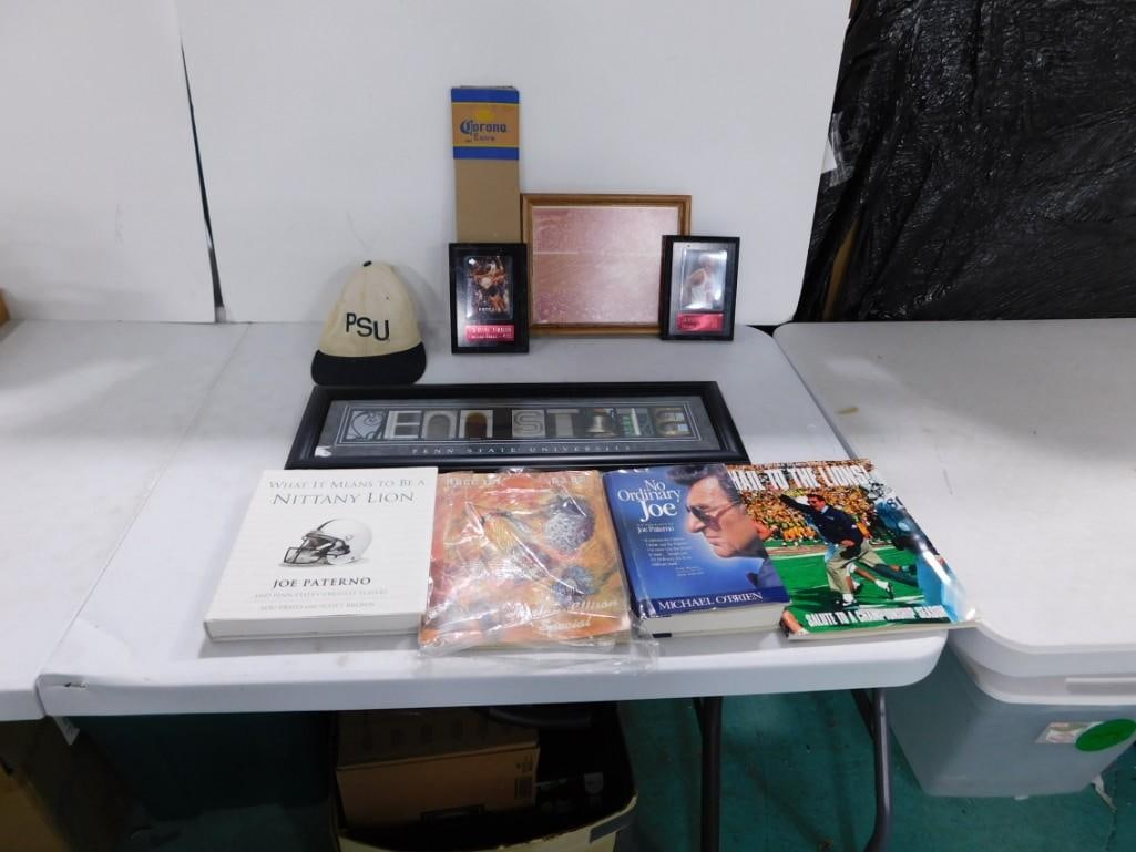Misc Penn State University Lot including Joe Paterno Books, PSU Hat, Wall Hanging, plus some other (1 of 5)