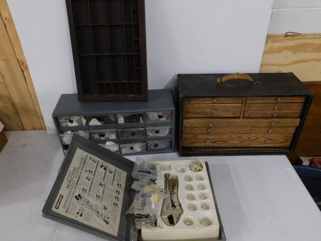 Storage Drawers and a Work Shops Snap Shop Snap tool.  Includes old wooden ones, some with stuff in (1 of 14)