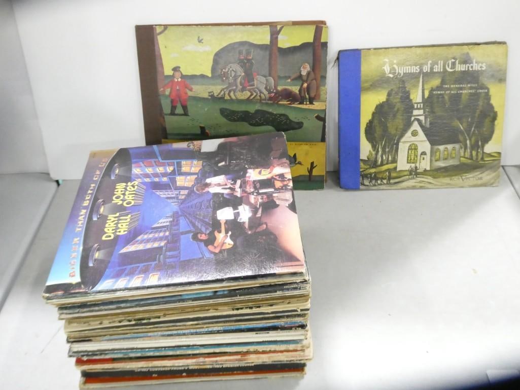 Vinyl Records plus some 78 RPM incl Hall and Oates, Billy Joel, Willy Nelson, Neil Diamond, Barbara (1 of 9)
