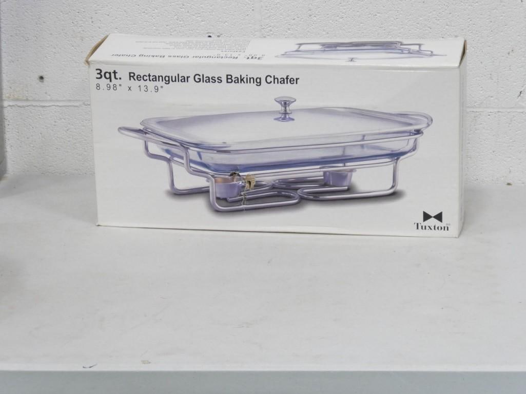 3 Qt Rectangular Glass Baking Chafing Dish New in Box 8.98" x 13.9" (1 of 8)