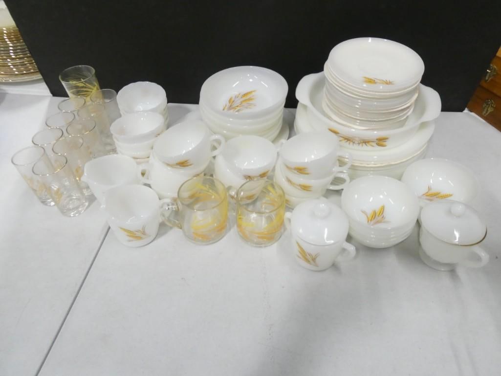 Vintage Fire King Ovenware Set of Dishes with Wheat Pattern (1 of 9)