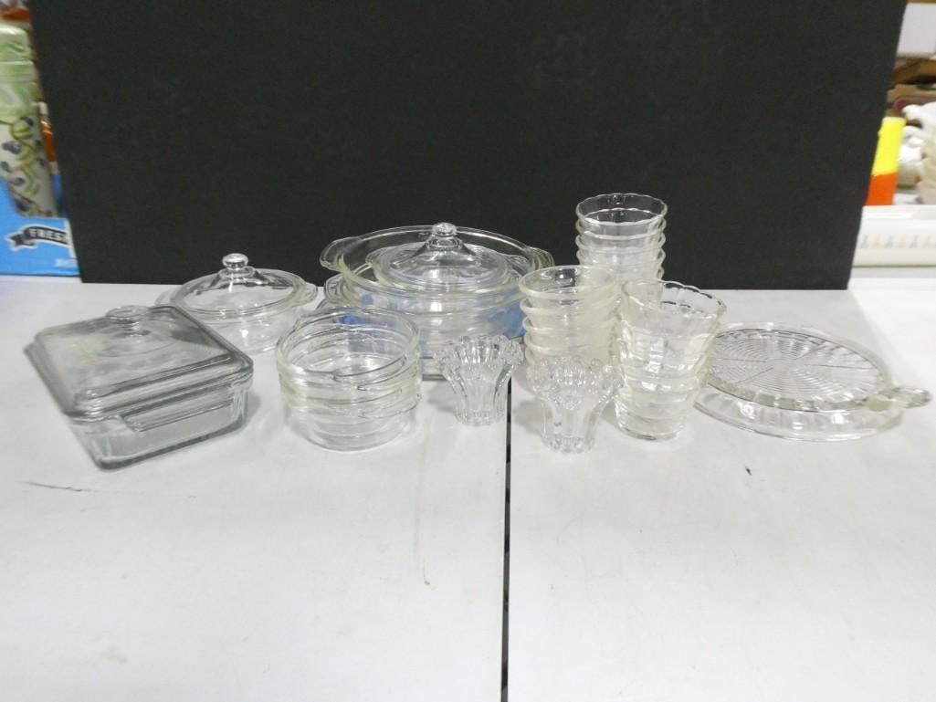 Lot of Clear Glass Dishes incl Fire King, Glasbake, etc (1 of 7)