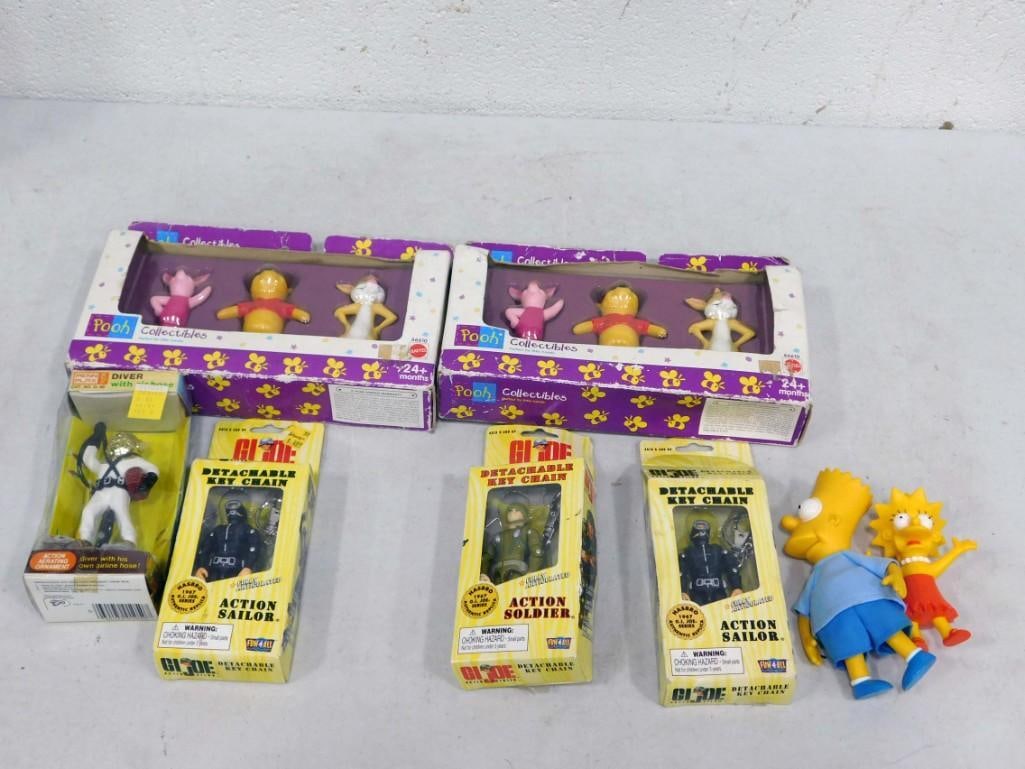 Toys incl 2 GI Joe Action Sailors, 1 GI Joe Action Soldier, 2 Sets of Winnie the Pooh Figures, (1 of 4)