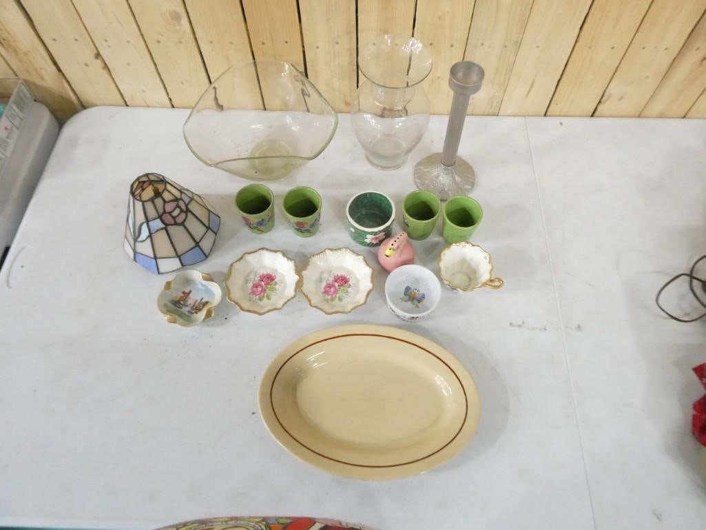 Misc incl Vases, Drinking Glasses, Stained Glass Lampshade, Misc China, etc (1 of 5)