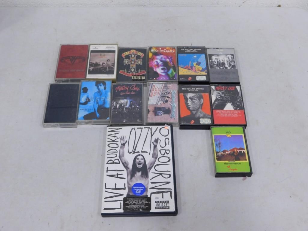 Lot of Vintage Tape Cassettes, etc. including Ozzy Osbourne, Van Halen, Rush, Rolling Stones (1 of 5)
