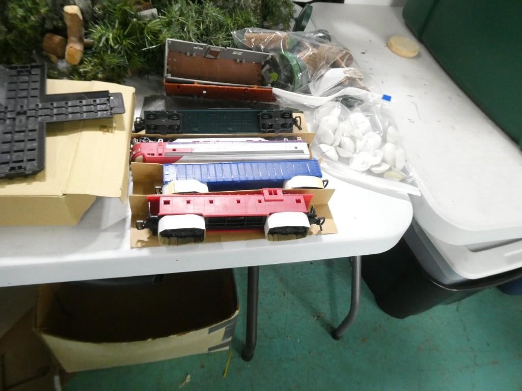 Model Railroad Train Cars and Track Plus Trees for Christmas Villages or Model Railroads (1 of 4)