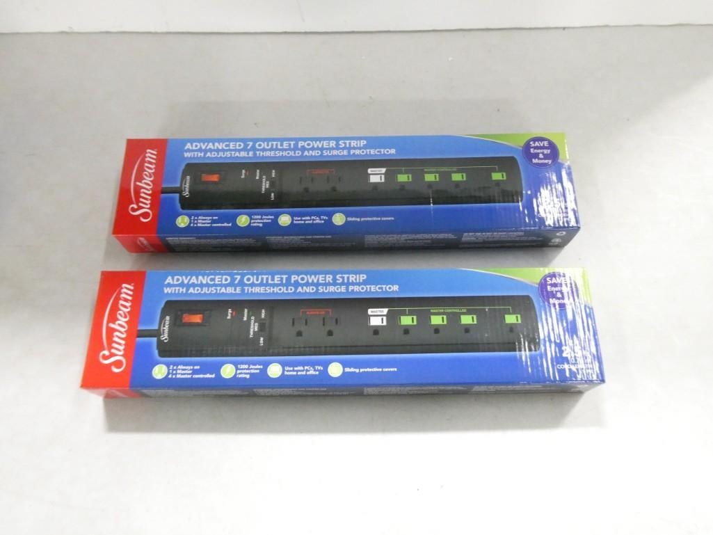 2 Sunbeam Advanced 7 Outlet Power Strips with Surge Proctor New in Boxes (1 of 2)