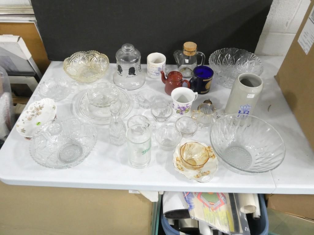 Asst Vintage Glass, China, Stoneware Beer Mug, etc (1 of 4)