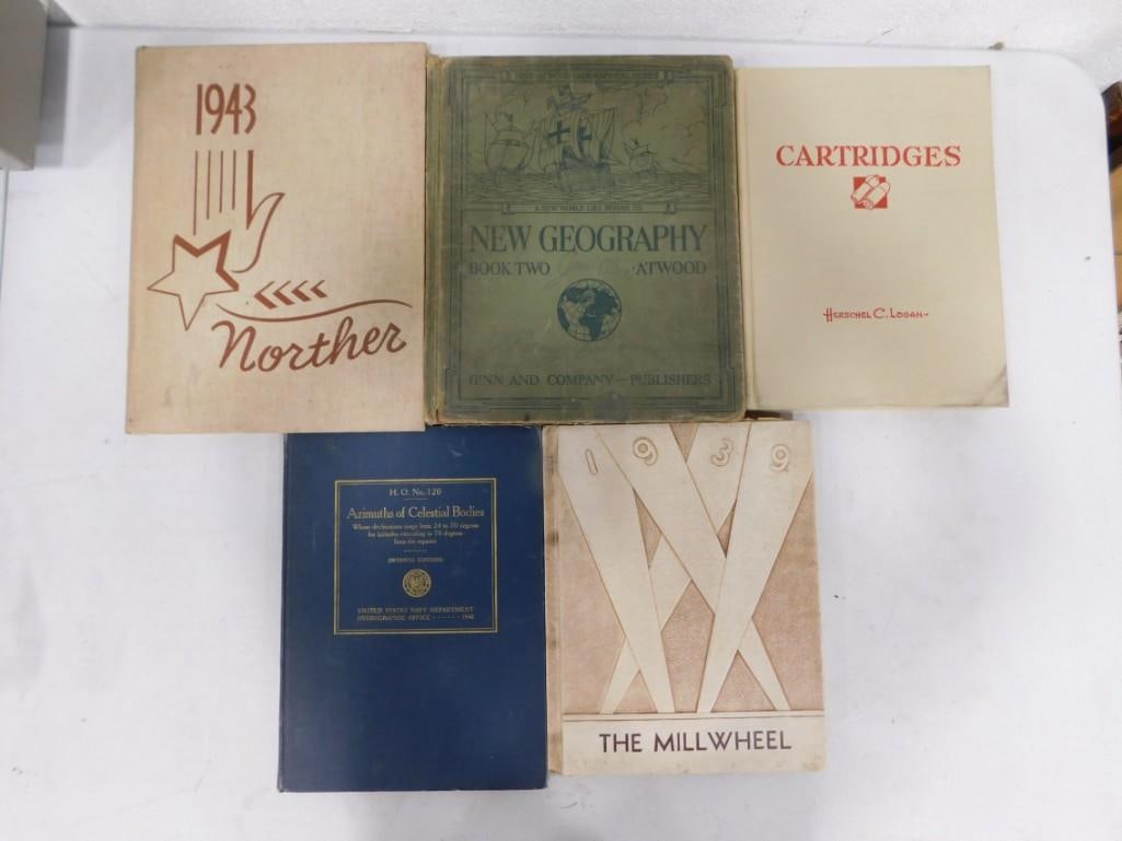 Lot of Vintage Books incl Azimuths of Celestial Bodies, Cartridges by Herschel C Logan, etc: Lot of Vintage Books incl Azimuths of Celestial Bodies, Cartridges by Herschel C Logan, etc