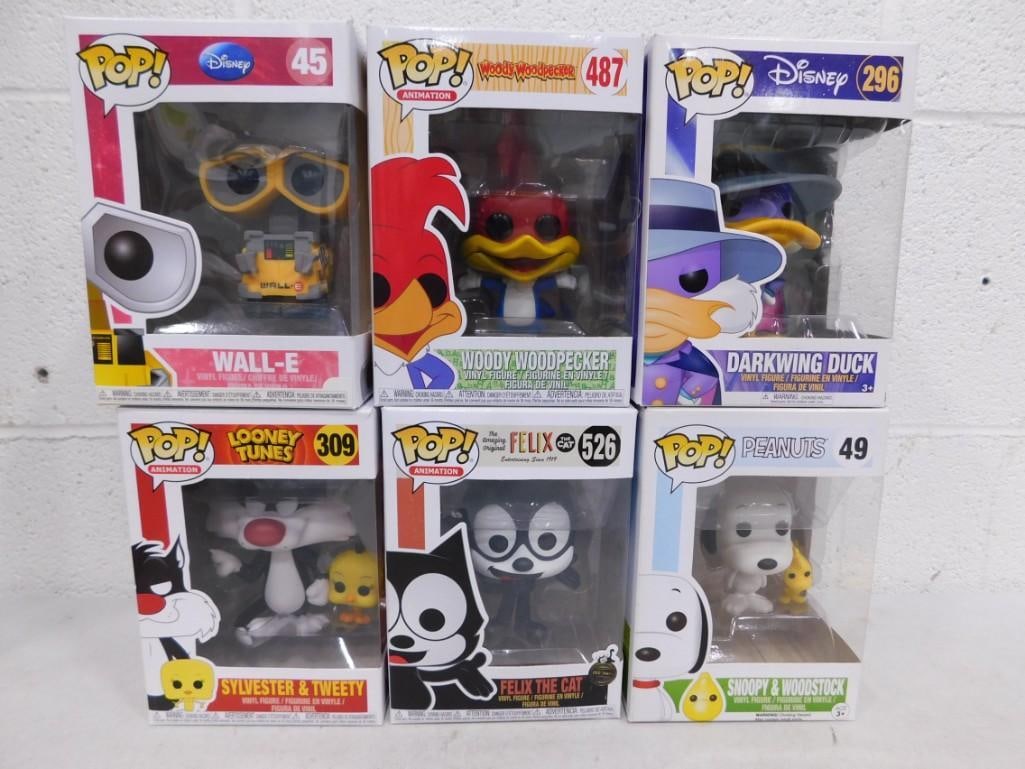6 Funko Pop Figures incl Wall-E, Woody Woodpecker, Disney Darkwing Duck, Looney Tunes (1 of 4)