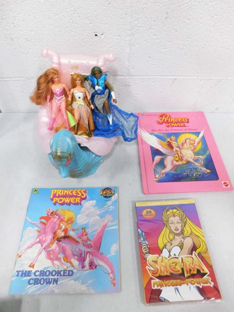 3 Vtg 1985 She-Ra Princess of Power w/ Netossa Figure, Musical Sea Harp, Books, DVD, Lot: 3 Vintage 1985 She-Ra Princess of Power w/ Netossa Figure, Musical Sea Harp, Books, DVD, Lot. Includes 1985 She-Ra Princess of Power POP Netossa (rare), Angella, She-Ra Dolls/Action Figures, Musical S