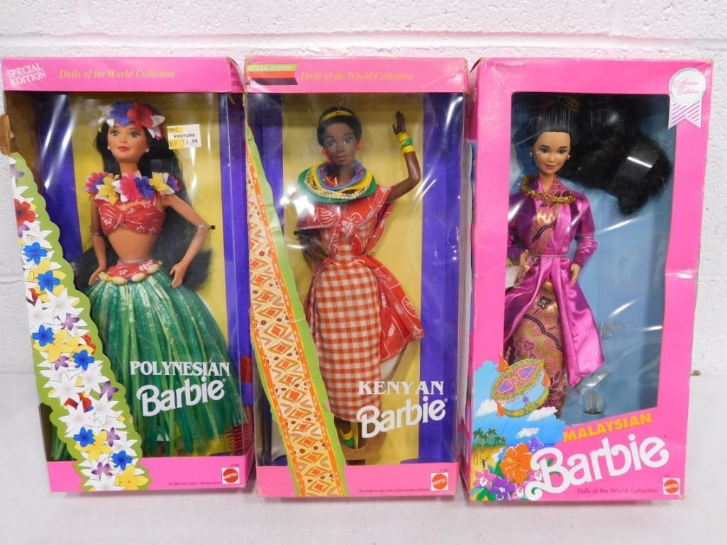 3 Vtg 1990s DOTW Dolls of the World Barbie Dolls NIB Lot (1 of 5)