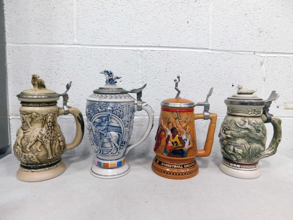 4 Avon Beer Steins incl Great Dogs of the Outdoors, Winner's Circle, A Century of Basketball,: 4 Avon Beer Steins incl Great Dogs of the Outdoors, Winner's Circle, A Century of Basketball, Bucks of the American Wilderness