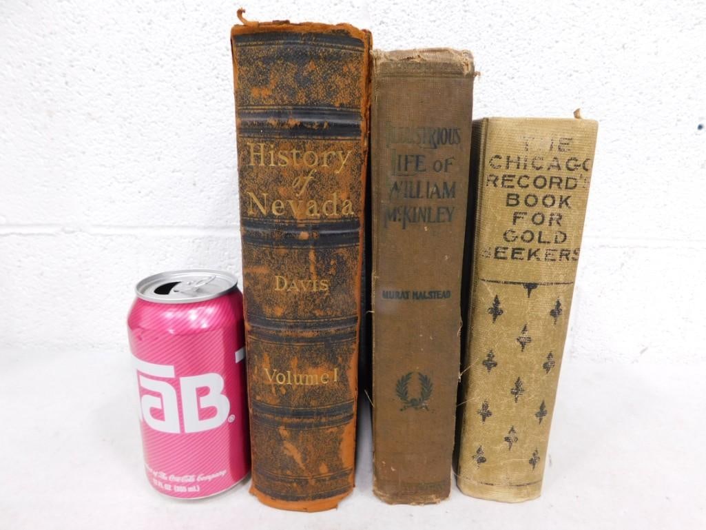 3 Antique Books incl The Chicago Record Book for Gold Seekers, History of Nevada Vol 1, (1 of 7)