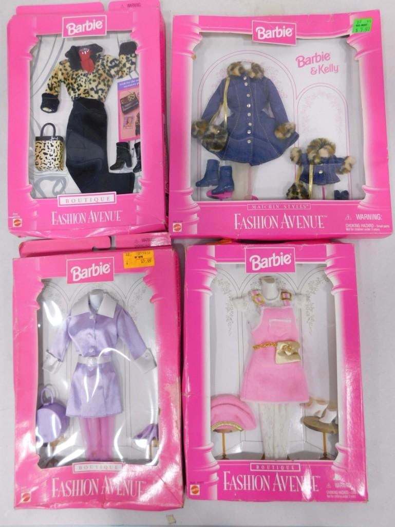 4 Vtg 1990s Barbie Boutique Fashion Avenue Doll outfits NIB Lot (1 of 4)