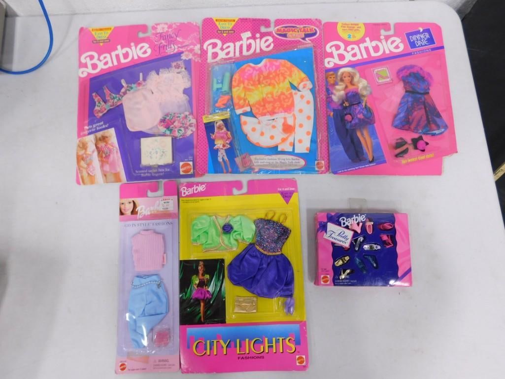 6 Vtg 1990s Barbie Doll Fashions & Shoes NOC Lot (1 of 5)