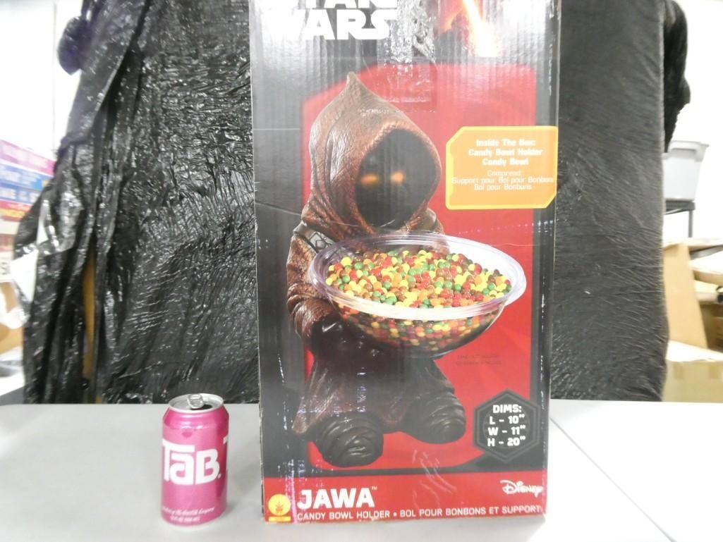 Star Wars Jawa Halloween Candy Bowl Holder with Box: Halloween Lot including Star Wars Jawa Halloween Candy Bowl Holder with Box - also included are some Halloween Curtains, Plastic Pumpkins, party bulb, etc.